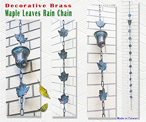 Decorative Brass Maple Leaves Rain Cup  Rain Chain 90&quot Inches H