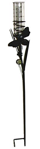 36 Garden Decorative Rain Gauge Metal W Glass Beaker Moth