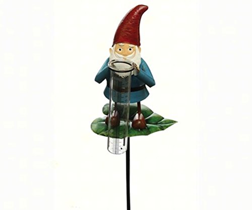 Toland Home Garden Garden Gnome Decorative Outdoor Garden Stake rain Gauge Statue with Glass Udometer for Yards