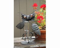 Toland Home Garden Owl Decorative outdoor Tabletop Rain Gauge statue With Glass Udometer For Yards, Gardens, Patios