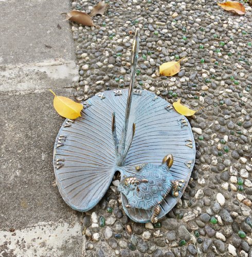 Brass Sundial - Lily Pad with Turtle - TB229