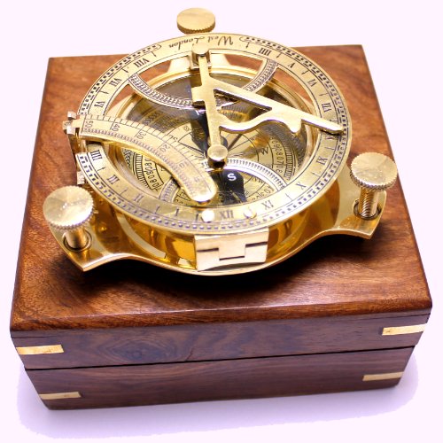 Captains Brass Triangle Sundial Compass 4 - Brass Desk Compasses - Nautical Decor Home Decoration - Executive Promotional Gift