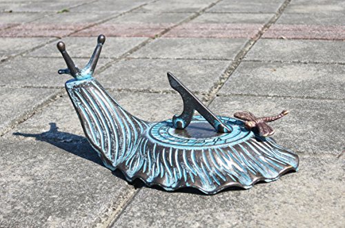 Decorative Brass Garden Outdoor Sundial - Snail with a Little Dragonfly