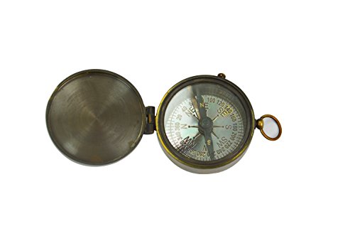 Dorpmarket New Golden Color Brass Sundial Pocket Compass with Lid Handmade Collect