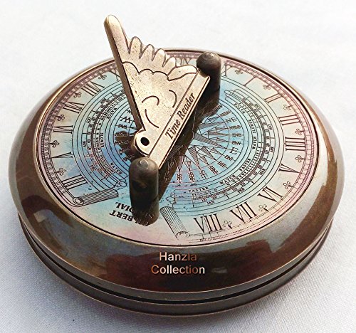 Solid Brass Gilbert Sundial Compass with Time Reader
