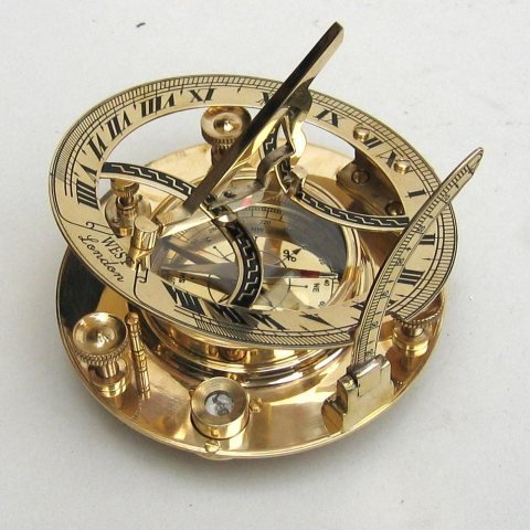 5 Sundial Compass - Solid Brass Sun Dial