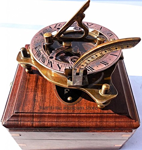 Captains Brass Sundial Compass Marine Compasses Nautical Compass Adjustable Screw Legs C-3037