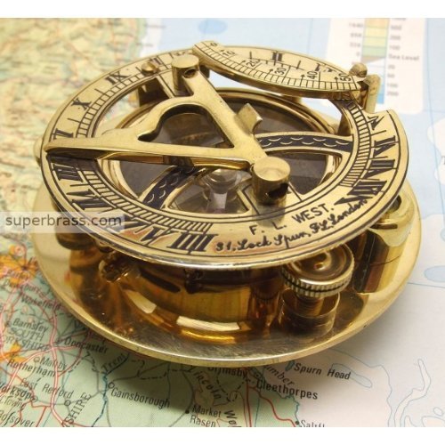 Captains Brass Triangle Sundial Compass 3&quot - Brass Desk Compasses - Nautical Decor Home Decoration - Executive