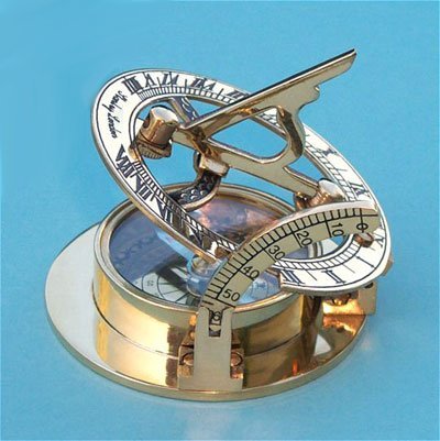 Small Brass SundialMagnetic Nautical Compass w Leather Case