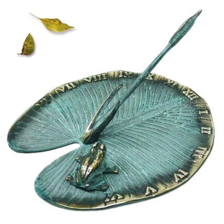 Solid Brass Sundial - Frog on Lily Pad