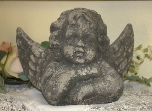 Concrete Garden Winged Angel Statue Doorstop