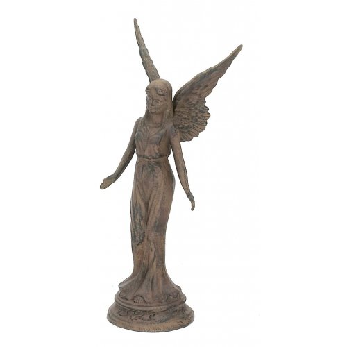 Majestic Angel Statue Cast Iron Rust Finish