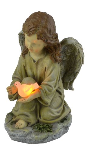 Moonrays 91338 Solar Powered Angel With Glowing Dove Statue Led Light