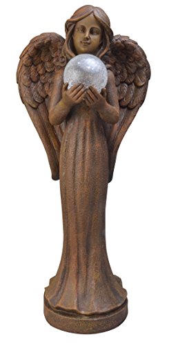 Moonrays 91360 Angel Statue with Crackle Globe