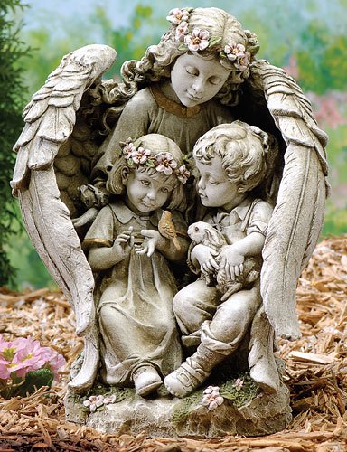 16&quot Josephs Studio Angel With Children Outdoor Garden Statue