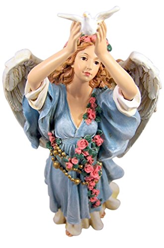 Blue Guardian Angel with Dove Resin Garden Statue 11 Inch