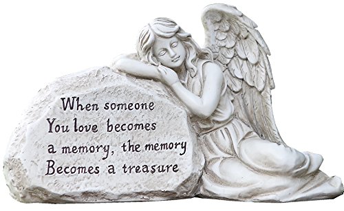 Napco 11293 Memory Becomes a Treasure Memorial Plaque with Sleeping Angel Garden Statue 125 x 675