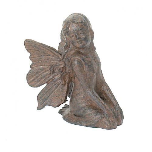 Kneeling Cast Iron Fairy Angel Garden Statue Pixie Home Decor