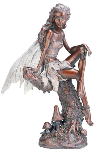 Napco Bronze Fairy Figure Garden Statue, 13-inch Tall