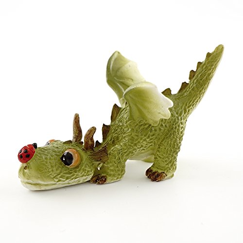 Top Collection 4414 Miniature Fairy Garden & Terrarium Mini Dragon Playing With Ladybug Statue, Small