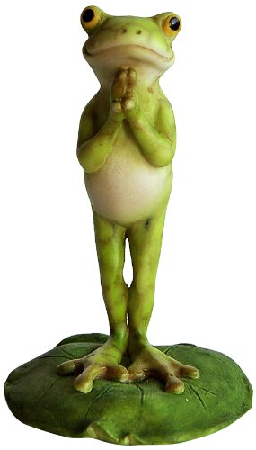 Top Collection Miniature Fairy Garden And Terrarium Yoga Frog On Lotus Leaf Namaste Statue