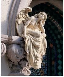 19th Century Italian Replica of Grace Sitting Wall Garden Angel Sculpture Statue Xoticbrands