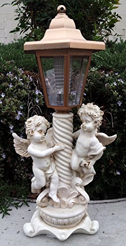 2-Pk Solar Garden Decor Twin Boy Angels Sculpture Light
