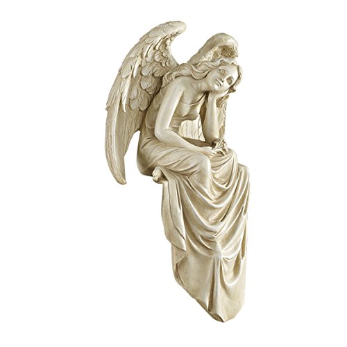 Design Toscano Resting Grace Sitting Angel Sculpture in Stone Size Medium