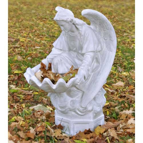 OrlandiStatuary FS7391 Fegana Angel Sculpture 32 White Moss Finish