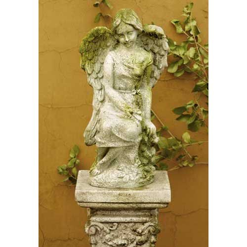 OrlandiStatuary FS8091 Lulu Angel Sculpture 15 White Moss Finish