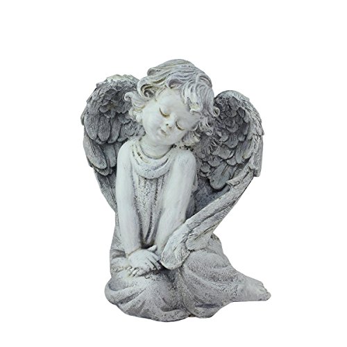 95&quot Heavenly Gardens Distressed Gray Sitting Cherub Angel Outdoor Patio Garden Statue