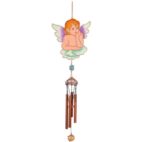 Carson Home Accents Wireworks Garden Chime Glow Heavenly Cherub 295&quot Long