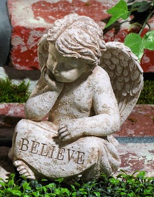 Garden Angel Statue Cherub Believe From Grasslands