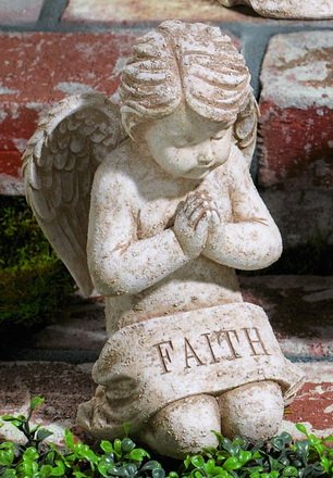 Garden Angel Statue Cherub Faith From Grasslands