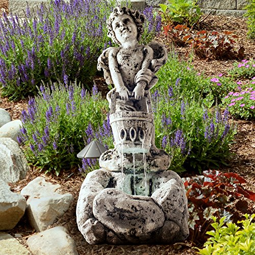 Pure Garden Led Lighted Cherub Fountain With Pump