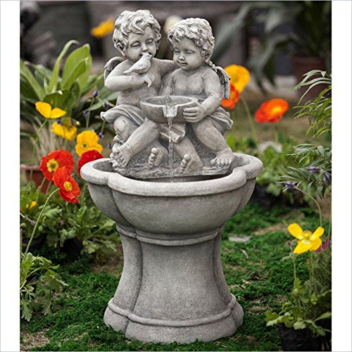 Jeco Cherub Water Fountain With Led Light Transitional Garden Sculpture ;jm#54574-4565467/341103587
