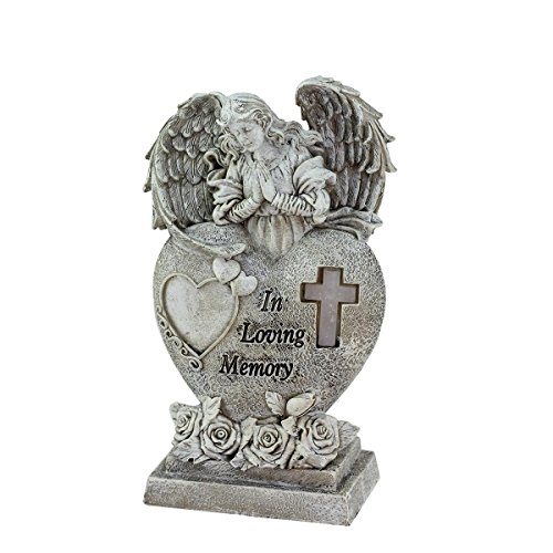 65&quot Religiousquotin Loving Memory&quot Praying Bereavement Angel Solar Powered Outdoor Garden Statue