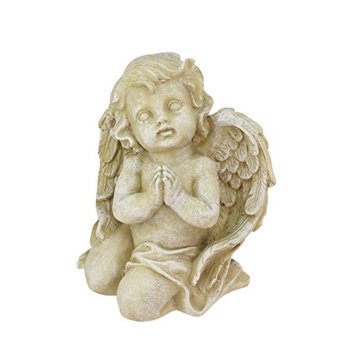 6&quot Heavenly Gardens Distressed Almond Brown Praying Cherub Angel Outdoor Patio Garden Statue