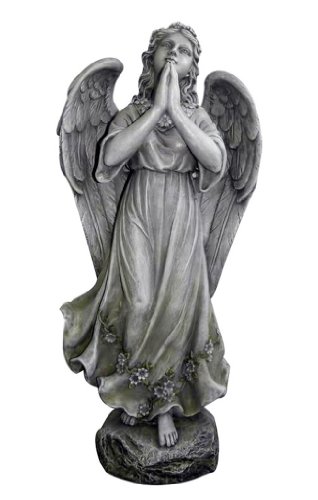 All Line Beautiful Angel Praying Statue 30-inch Antique Grey