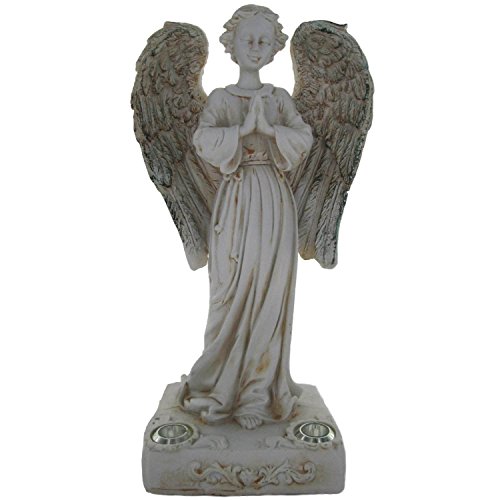 Solar Power 2 Amber LED Praying Angel Statue Garden Light