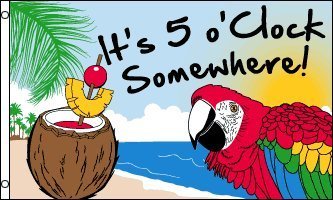 3'x5' It's 5 O'clock Somewhere Party Parrot Flag