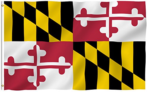 ANLEYÂ Fly Breeze 3x5 Foot Maryland State Polyester Flag - Vivid Color and UV Fade Resistant - Canvas Header and Double Stitched - Maryland MD Flags with Brass Grommets 3 X 5 Ft