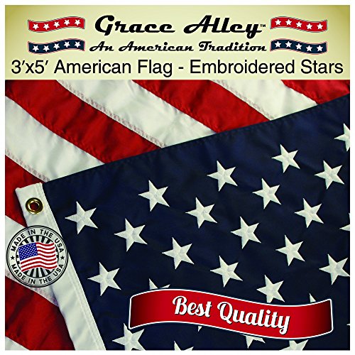 American Flag: 100% American Made - Embroidered Stars And Sewn Stripes - 3 X 5 Ft