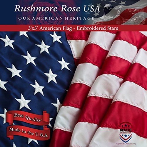 American Flag: 100% Made In Usa. Us Flag 3x5 Ft, Embroidered Stars And Sewn Stripes - Old Glory, Best Quality