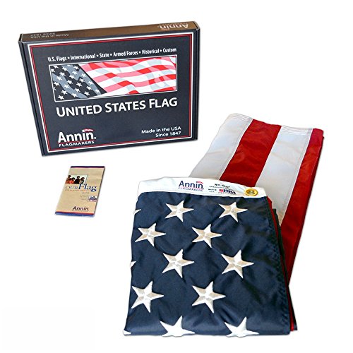 American Flag 3x5 Ft. Nylon Solarguard Nyl-glo By Annin Flagmakers, 100% Made In Usa With Sewn Stripes, Embroidered