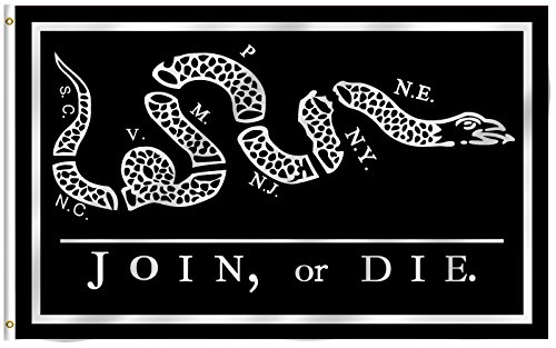 Flag: Black Join Or Die (white Text) Flag 3'x5' Super Poly Outside Flag / Banner