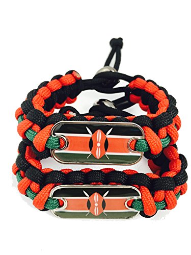 International Charms 2016 Olympic Edition Kenya Paracord Bracelet (2) Pack Red/green/black With Kenya Flag Dogtag