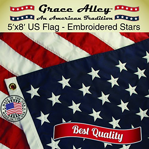 US Flag 5x8 100 American Made American Flag 5x8 ft Quality Embroidered Stars Sewn Stripes