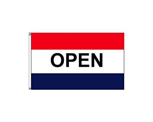 OPEN Flag from SoCal FlagsÂ 3x5 Foot Polyester Open Sign - Sold by A Proud American Company - Durable 100d Material Not See Thru Like Other Brands - High Quality Weather Resistant