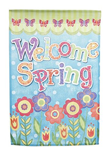Colorful Spring Welcome Lawn Flag by Ganz 12 x 18 Inch
